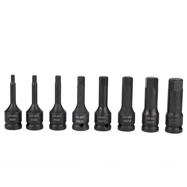 8-pack 1/2 tum Drivluft Allen Hex Nyckelbitsats H5‑H19
