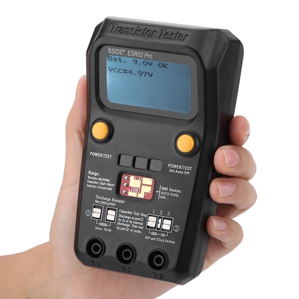 BSIDE ESR02 Pro Digital Transistor Testare SMD Chip Komponent Induktansmätare