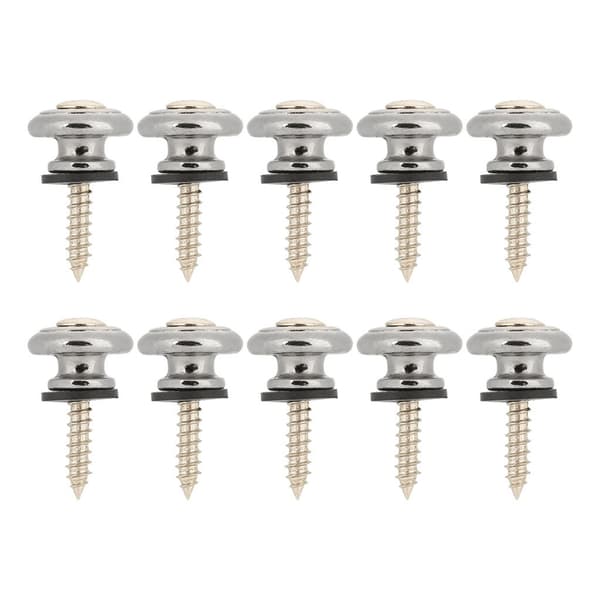 10 st Gitarrband Lås Knapp Metall Ändstift med Skruv för Ukulele Elbas (Silver)