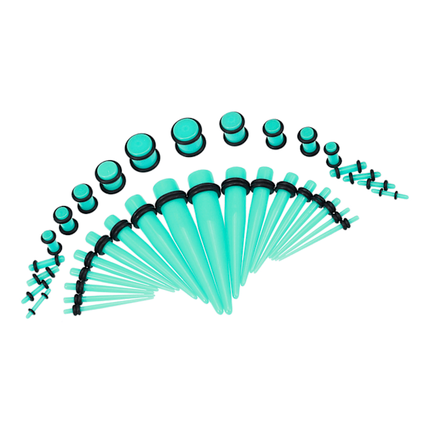 36 st Mode Akryl Öronplugg Taper Expander O-ring Stretching Kit Ljusgrön