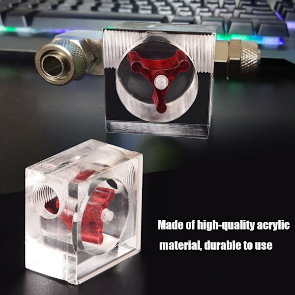 3 Impeller Flow Meter Indikator for PC Vannkjølingssystem G1/4 Gjenge Firkantet 2 Veier