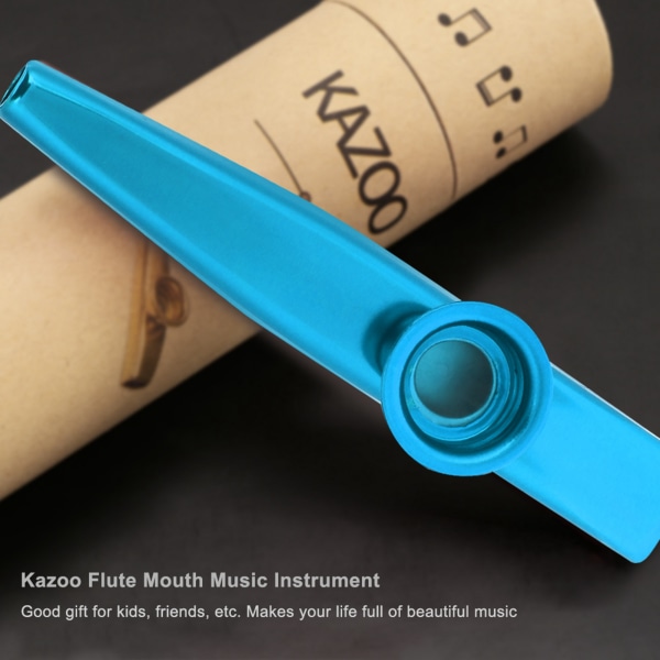 Slitstark metall Kazoo flöjt mun musikinstrument tillbehör (blå)