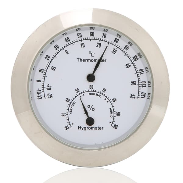 Rund Termometer Hygrometer Luftfuktighet Temperaturmätare för Violin Gitarrfodral (Silver)