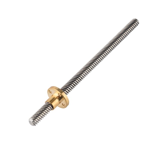 T8 8mm trapesformet gjengestang i rustfritt stål ledeskrue og messingmutter for 3D-printer 150mm