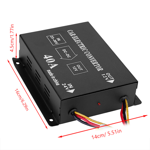 Bil Lastbil 40A 480W DC 24V til 12V Strøm Konverter Elektrisk Spændingsreducer Trin ned Transformer