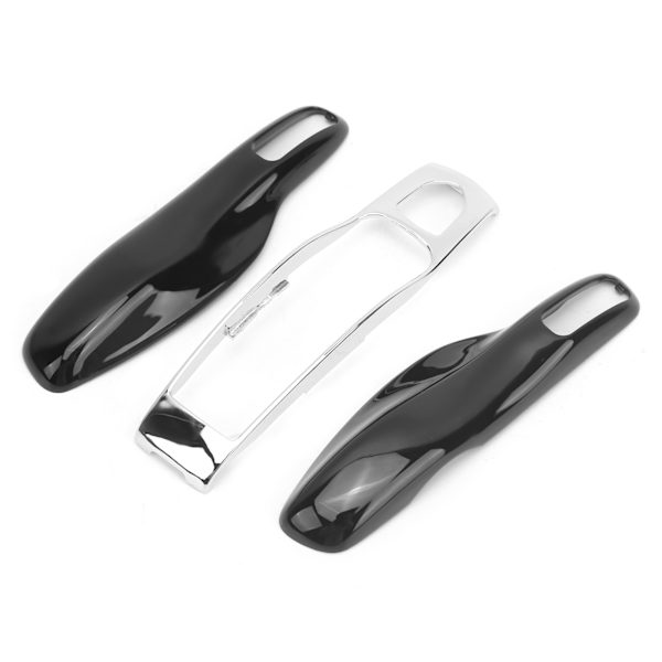 Bil Fjernbetjenings Nøgle Fob Etui Trim Beskyttelsescover Passer til 911/Panamera Macan Boxster (Sort Sølv) Noir + Argent