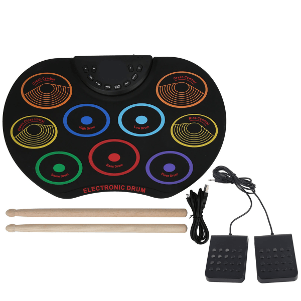 Elektronisk trumplatta Bärbar färgad handrullad slaginstrument för nybörjare för vuxna