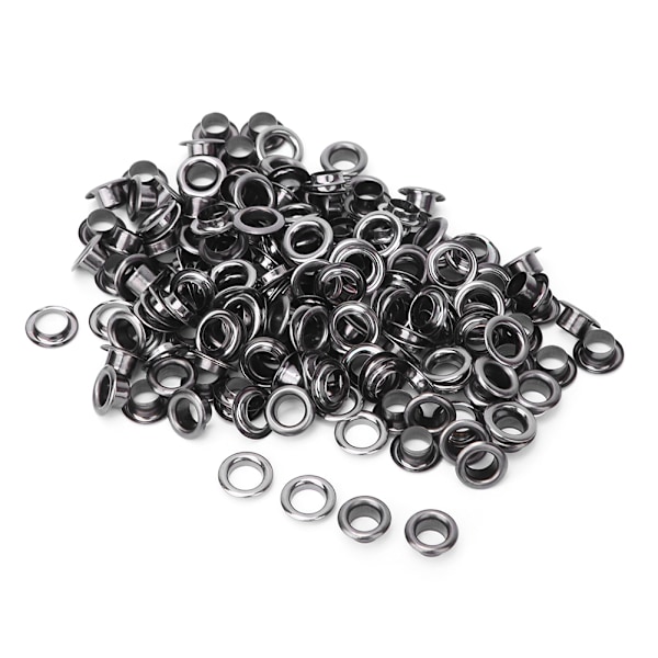100 st 6 mm mässingsdubbelnit Öljett ihålig nit för kläder väska / bälte / sko (pistolfärg)