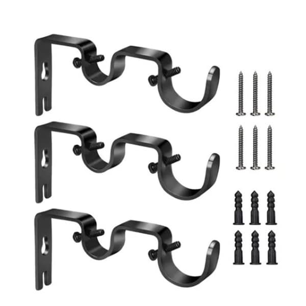 3 Set Gardinstång Krok Hållare Järnfäste Universal Design Heminredning för Sovrum