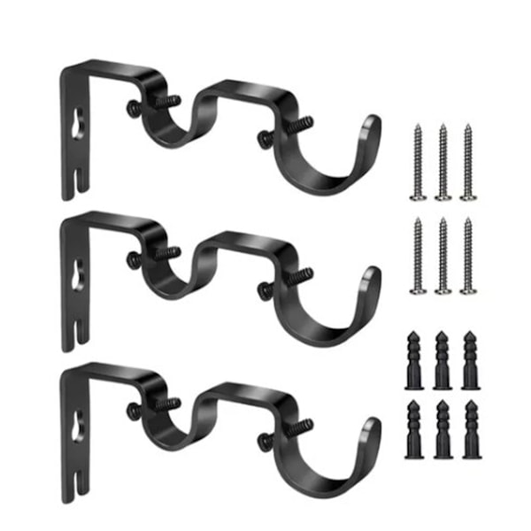 3 Sett Gardinstang Krok Holder Jernbrakett Universell Design Hjemmedekorasjon for Soverom