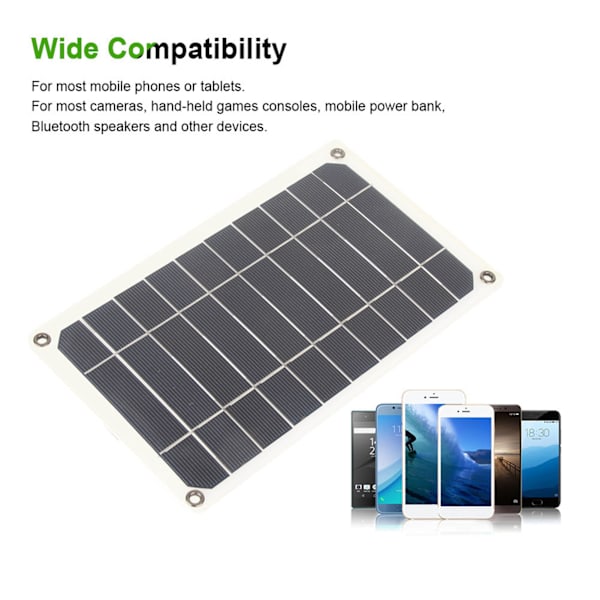 Bärbar 10W Utomhus IP64 Vattentät Solpanel Mobilladdare 5V USB-utgång