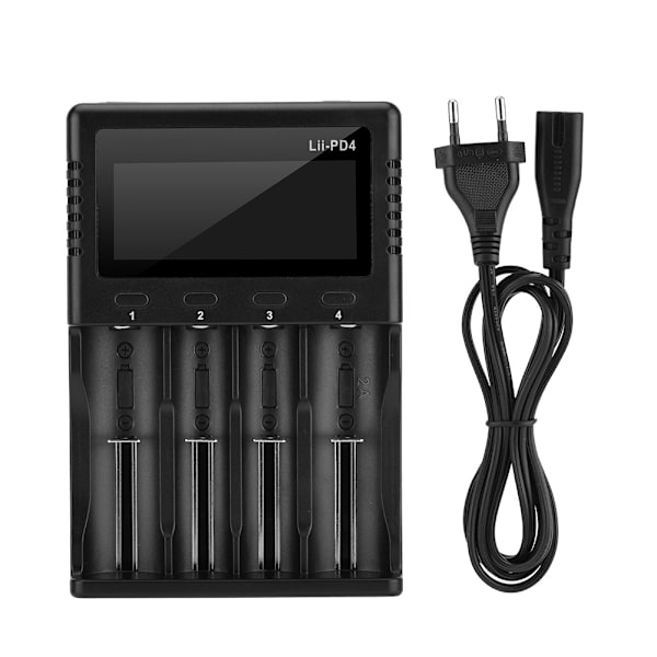 Liitokala Lii pD4 LCD Batterioplader 4 Slot Smart Batteri Back