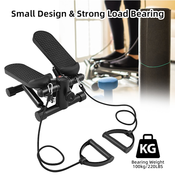 Mini Stepper for Hjemmetrening med Motstandsbånd LCD-Skjerm Kapasitet 100kg Trappemaskin