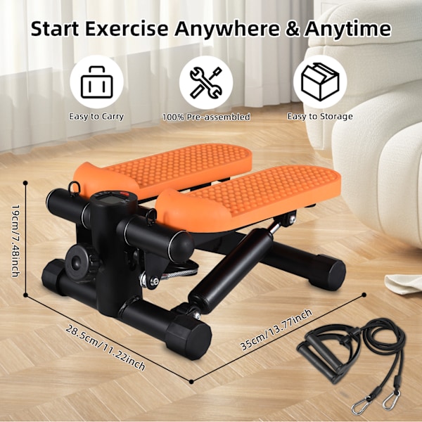 Mini Stepper til Træning Hjemme med Modstandsbånd LCD-Display Kapacitet 100kg Trappe Stepper