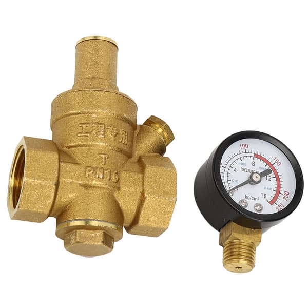 DN20 Messing Justerbar Vandtryksregulator Reducer med Måler
