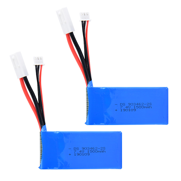2 stk. 7,4V 1500mAh 25C 2s med liten Tamiya-plugg Litiumbatteri for FT009 RC Modellbatterier
