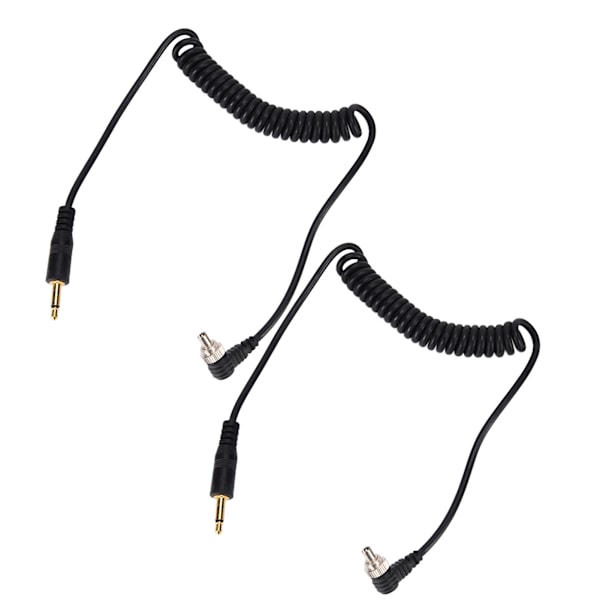 2 stk. Universal 3,5 mm til hann Flash PC Sync Kabel Spiralledning med Skruelås for Digitale Kameraer