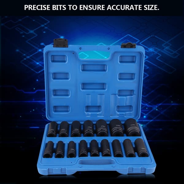 16 st 1/2\" tums drivluft Hex Bit Socket Set Reparationsverktygssats 10MM-32MM