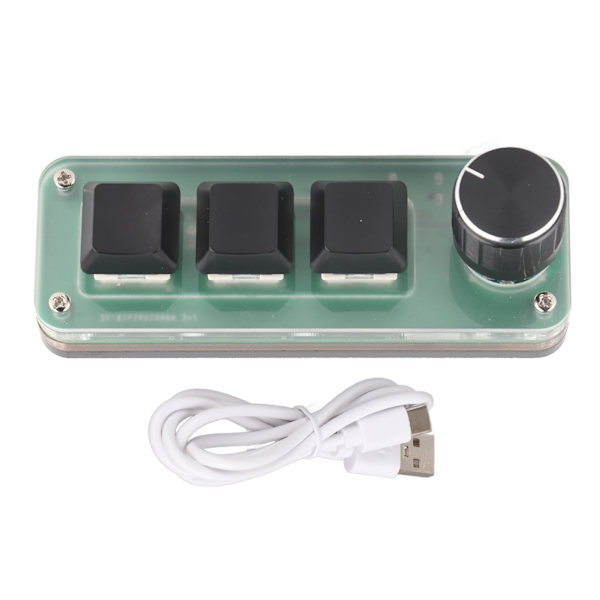 3-knapps litet tangentbord med multifunktionella genvägar, RGB-bakgrundsbelysning, USB-mekaniskt tangentbord med ratt för DIY-programmering och spel