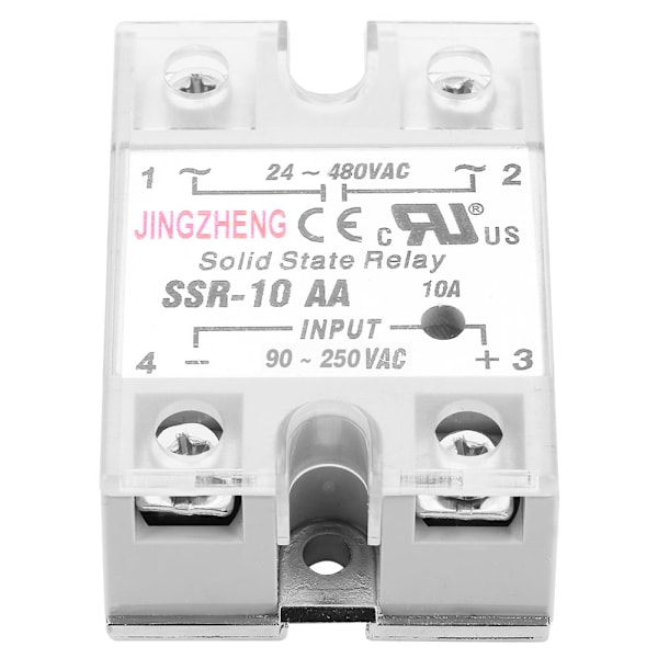 SSr 10 AA 10A Solid State Relæ Modul SSR AC-AC Input 90-250V AC Output 24-480V AC