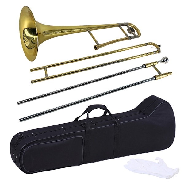 ammoon Alt-trombone Messing Gull Lakk Bb Tone B-flat Blåseinstrument med Cupronickel Munnstykke Etui