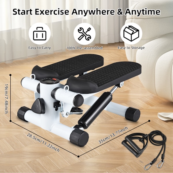 Mini Stepper til Træning Hjemme med Modstandsbånd LCD-Display Kapacitet 100kg Trappe Stepper