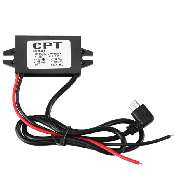DC-DC 12V til 5V 3A Micro USB Konverter Spenningsregulator for Bil Smartphone