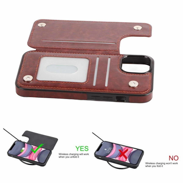 Flip Læder Wallet Etui Kort Holder Telefon Etui med Kort Holder til IPhone14 6.1