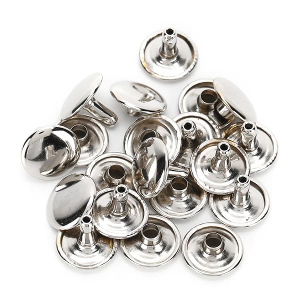 200 set dubbelnit rund stud nit järn jeans knapp läderskor väskor kläder 12x10mm silver