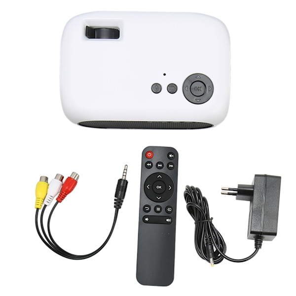 M24 Mini Bærbar Projektor Multifunksjon 360 Graders Surroundlyd Hjemmekino Videoprojektor 100‑240V Hvit EU-plugg
