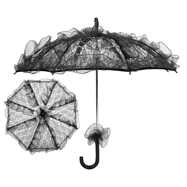Brude Paraply Unik Foldbar Blonde Stof Parasol Paraply Performance Rekvisitter Sort