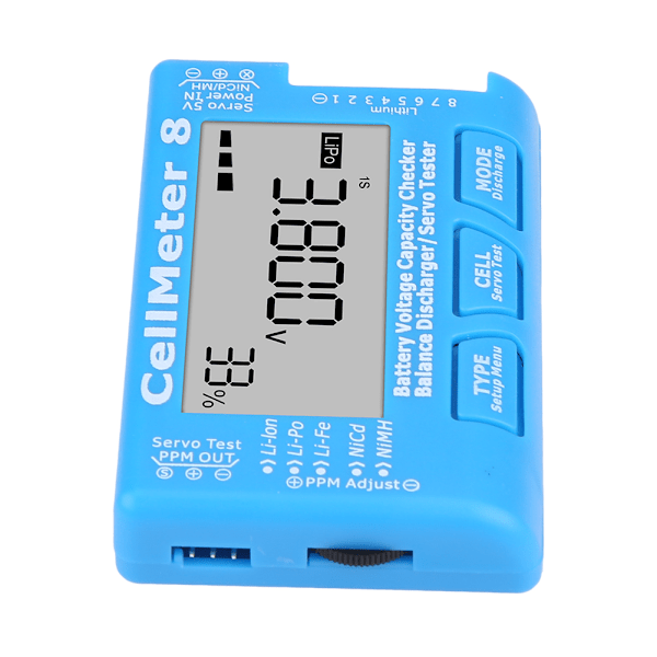 RC CellMeter 8 Digital Batterikapacitet Spänningsmätare LiPo Li Ion NiMH RC CellMeter 8