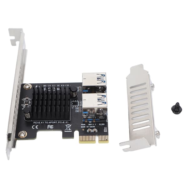 PCI E Utvidelseskort 1 til 4 PCIE-porter Plug-in Design Anti-Interferens PCIE Riser-kort for stasjonær PC
