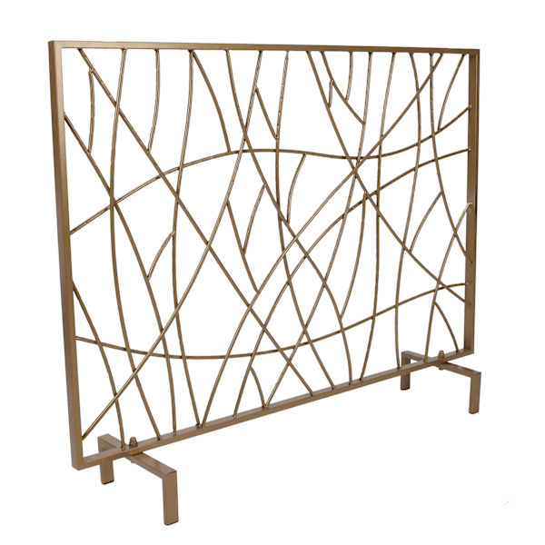 Guld Enkel Panel Järn Eldskärm Modern Stil Eldskärm Eldstadsskydd för Vardagsrumsdekor