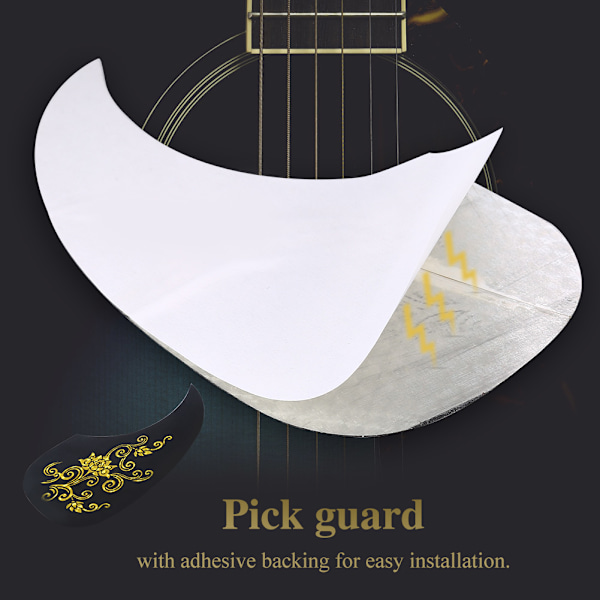 2 stk. Kommaform Plekterbrett Beskyttelsesklistremerke for Akustisk Gitar (Gullranke)