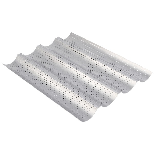 Non-stick MultiGrooves Bølgeformet Franskbrødspande Baguette Bageform Køkkenredskab (4 Riller)