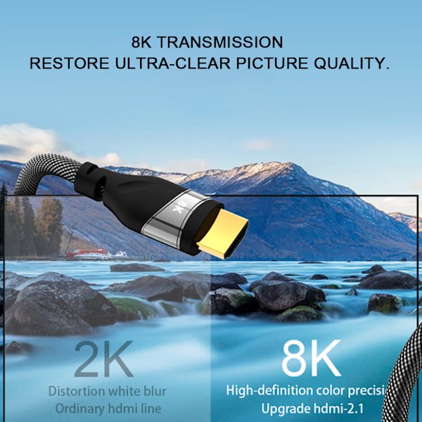 Fiber Optisk Kabel 3D Audio Video Ledning HDMI 8K HD 5-Meter til Computer TV til Skærm