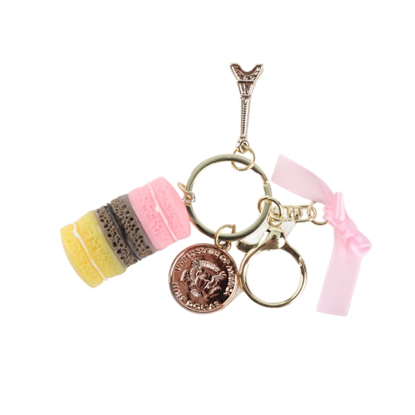 Färgglad Söt Macaron Eiffeltorn Nyckelring Väska Hänge Bil Charm Dekoration (Rosa)