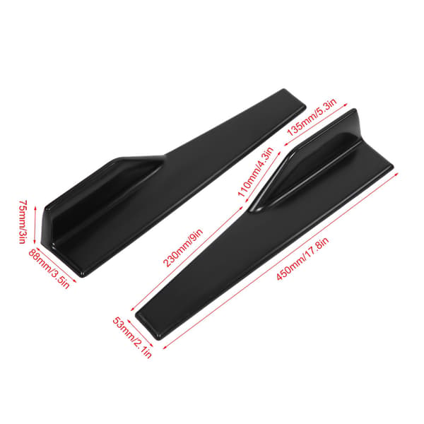 2 st Bil Universal Matt Svart Sidoskjol Rocker Splitter Winglet Vingar Canard Diffuser
