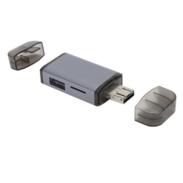 OTG-kortinlukija USB3.0 TypeC SD/TF 6in1 -sovitin Hubilla, 2 kuulokeliitäntää, tietokonetarvikkeet