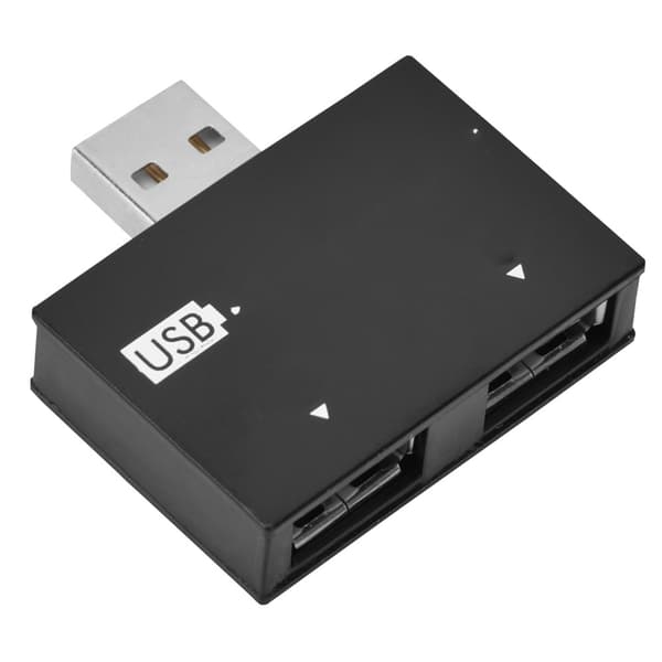 Hub USB2.0 Han til 2-Port USB Twin Oplader Splitter Adapter Koncentrator (Sort)