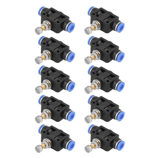 10 stk/sett Push In Hastighetskontroller 6mm Pneumatisk Luftstrømskontrollventil Kobling