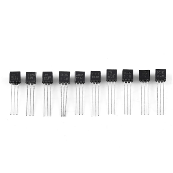 200 kpl 10 arvoa silikonitransistoreita valikoima BC337, BC327, 2N2222, 2N2907, 2N3904, 2N3906