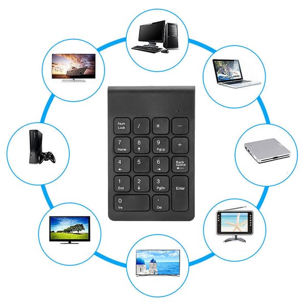 Mini Tastatur Trådløst Numerisk Tastatur 2.4G USB Ergonomisk Letvægts PC Computertilbehør Sort