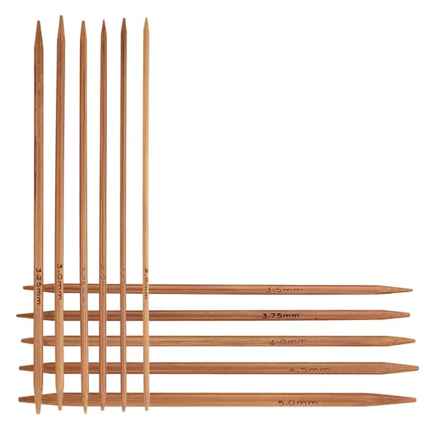 Set med 11 Bambu Dubbelspetsiga Stickor Set 11 Storlekar (13 cm)