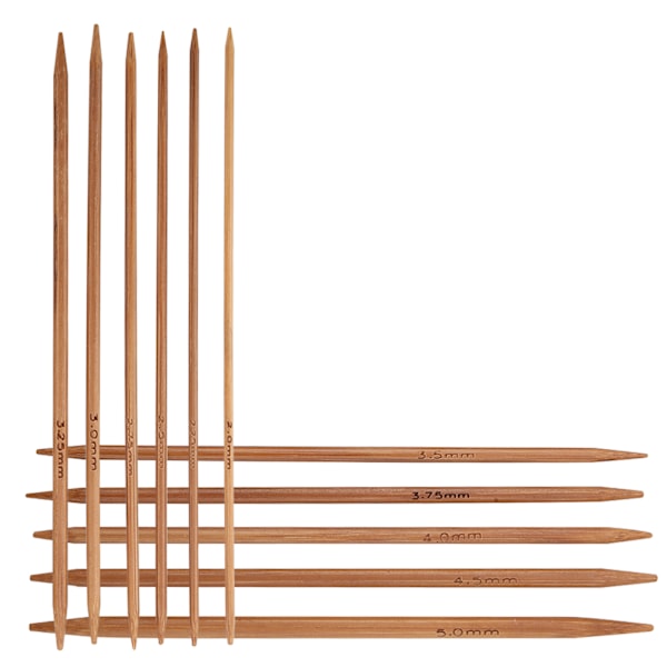 Set med 11 Dubbla Stickor i Bambu, 11 Storlekar (13 cm)