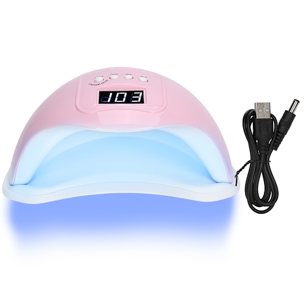 48W Intelligent Timing LED UV Gel Nagellackstorkarelampa Hushållsnagelhärdningsmaskin Rosa