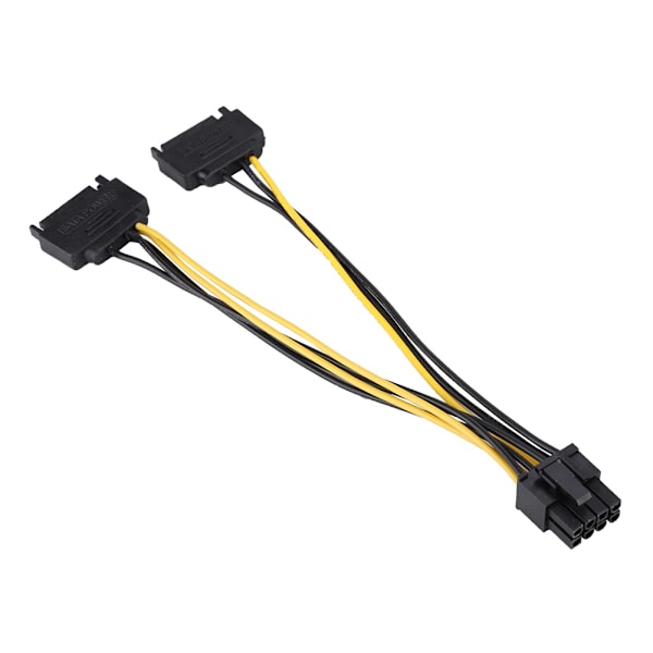 DUAL SATA 15pin uros - 8pin naaras PCI-E virtasovitin kaapeli 20cm