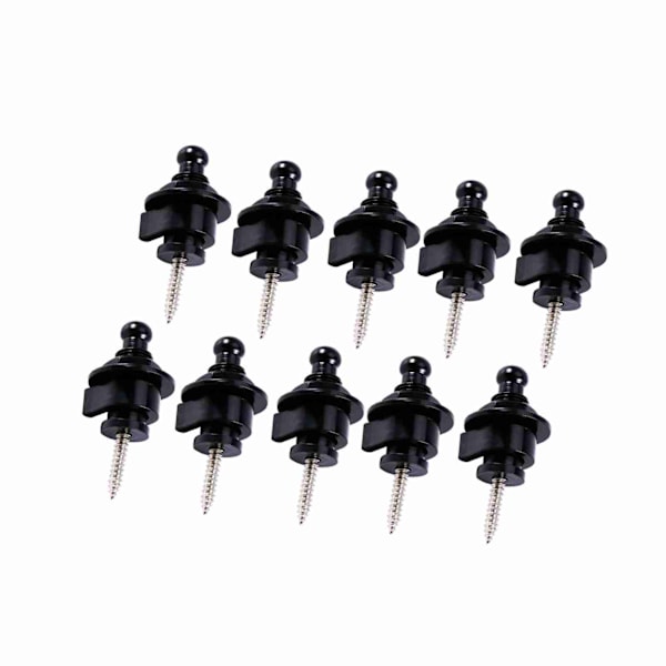 10 stk/pose Metall Runde Hodestropplåser Antiskli Stropplåsknapper For Elektrisk Gitar (svart)