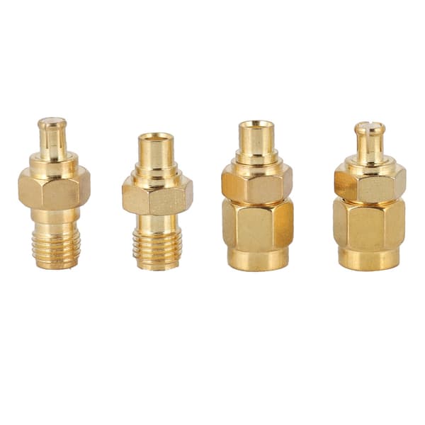 4 stk. forniklet messing MCX til SMA adapter 50ohm impedans til antenneradio